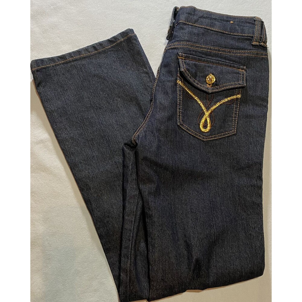 Beverly Hills Polo Club Girls Dark Wash Flap Pockets Denim Blue Jeans Size 14